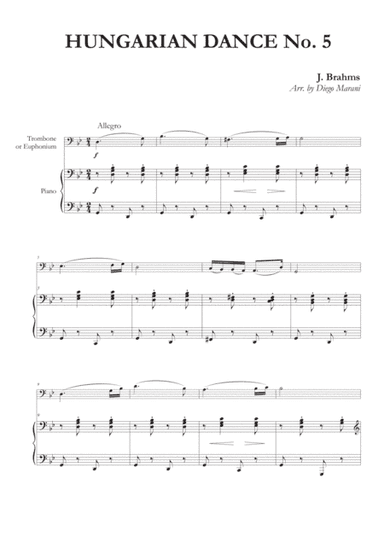 Hungarian Dance No. 5 for Euphonium (or Trombone) and Piano (arr. Diego Marani)