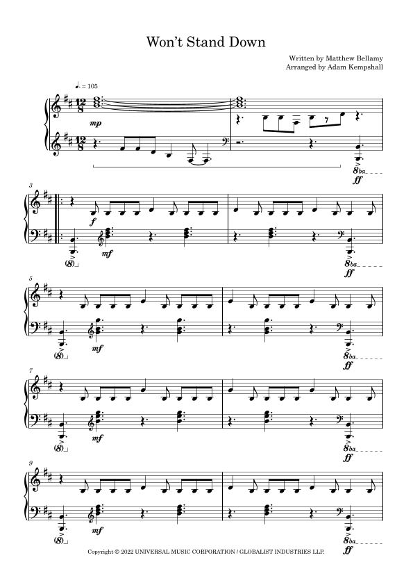 Won't Stand Down (arr. Adam Kempshall)