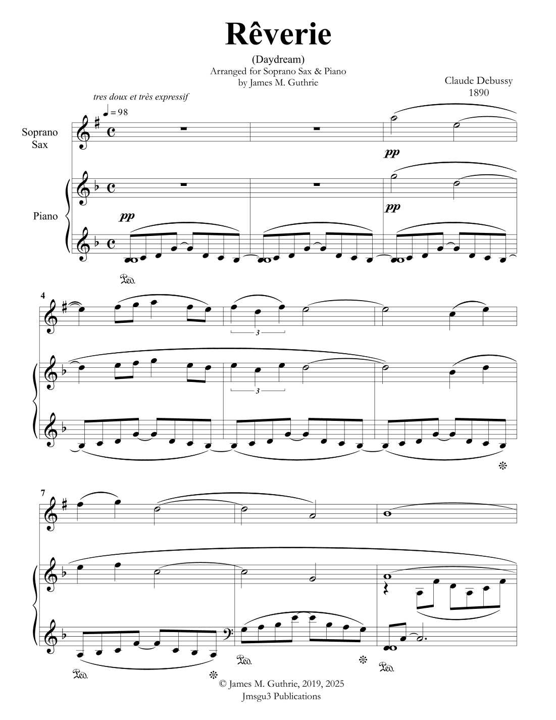 Debussy: Reverie for Soprano Sax & Piano (arr. James M. Guthrie)