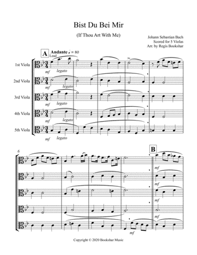 Bist Du Bei Mir (Viola Quintet) (arr. Regis Bookshar)
