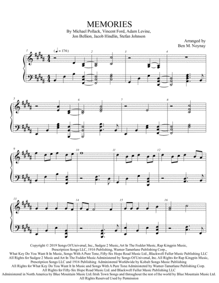 Memories (arr. Ben M. Noynay)