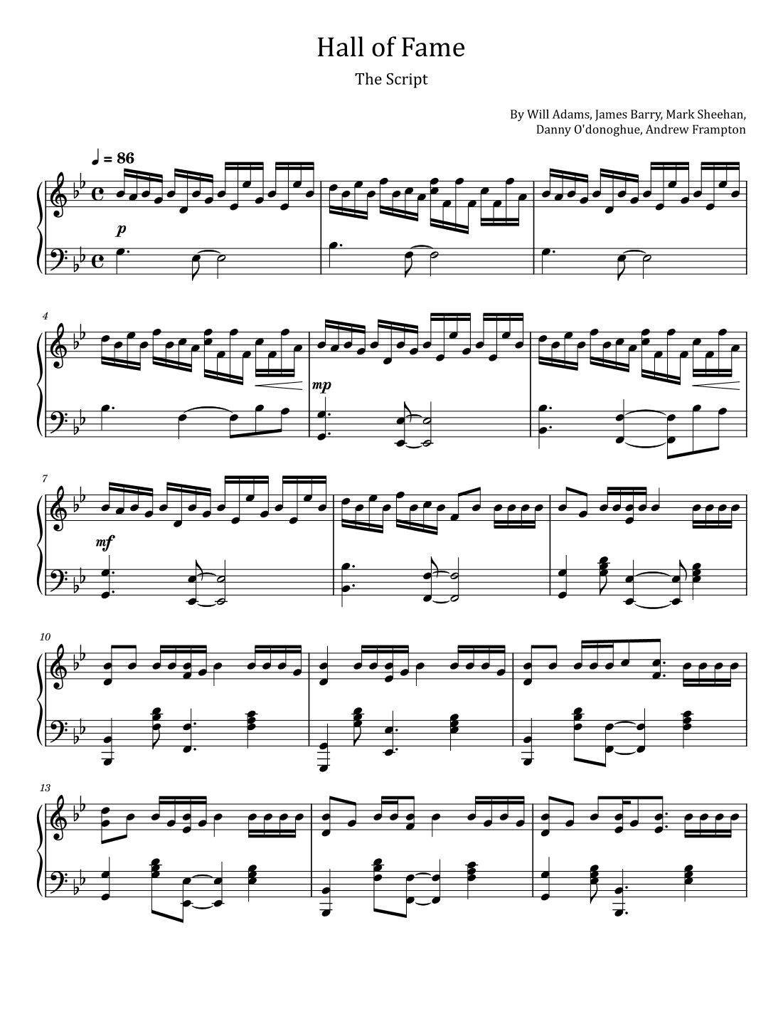 Hall Of Fame (arr. poon)