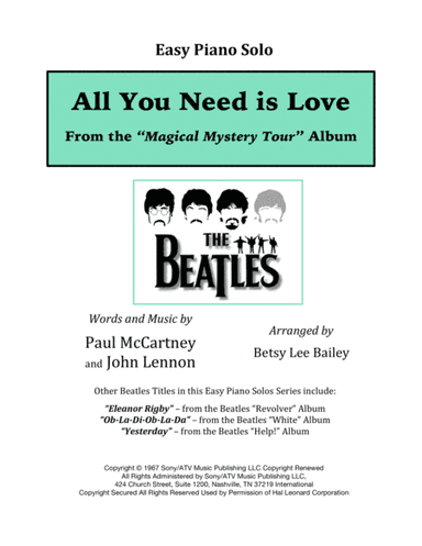 All You Need Is Love (arr. Betsy Lee Bailey)