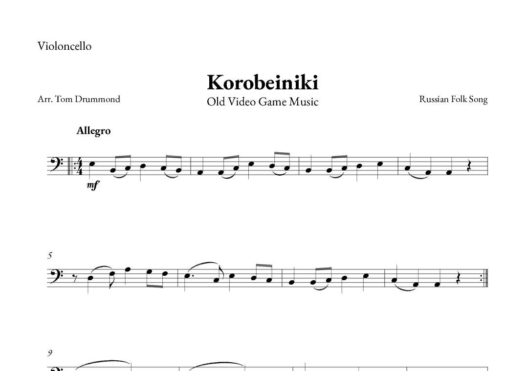 Korobeiniki (arr. Tom Drummond)