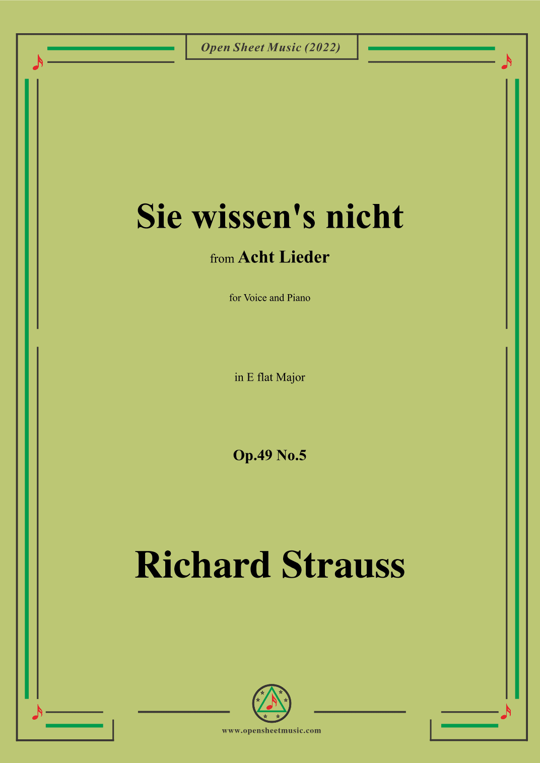 Richard Strauss-Sie wissen's nicht,in E flat Major (arr. OSM Press)