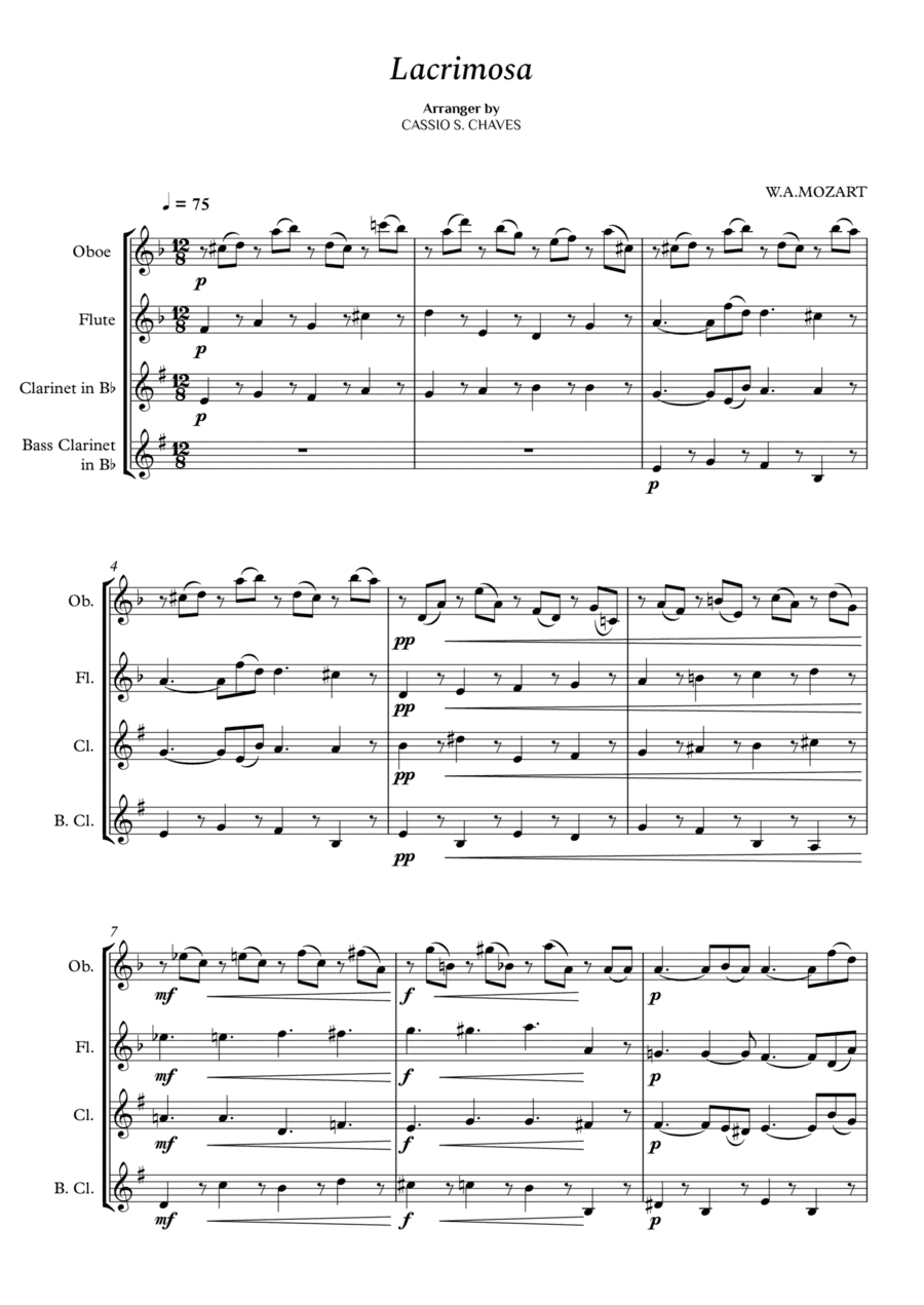Mozart - Lacrimosa for Woodwind Quartet (arr. Cássio Silva Chaves)