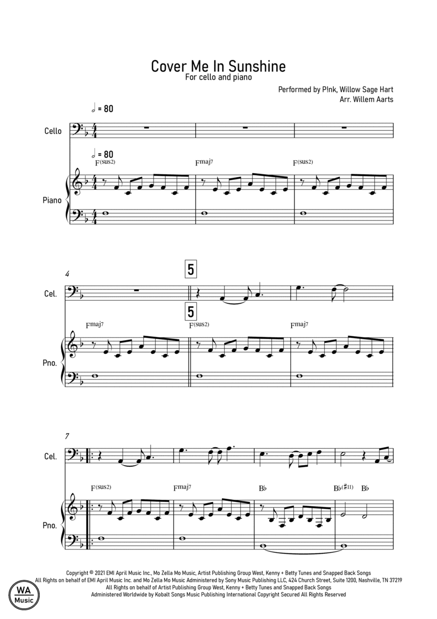 Cover Me In Sunshine (arr. Willem Aarts)