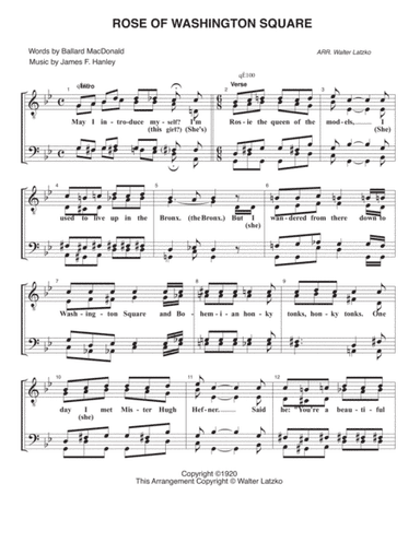 ROSE OF WASHINGTON SQUARE (arr. Walter Latzko)