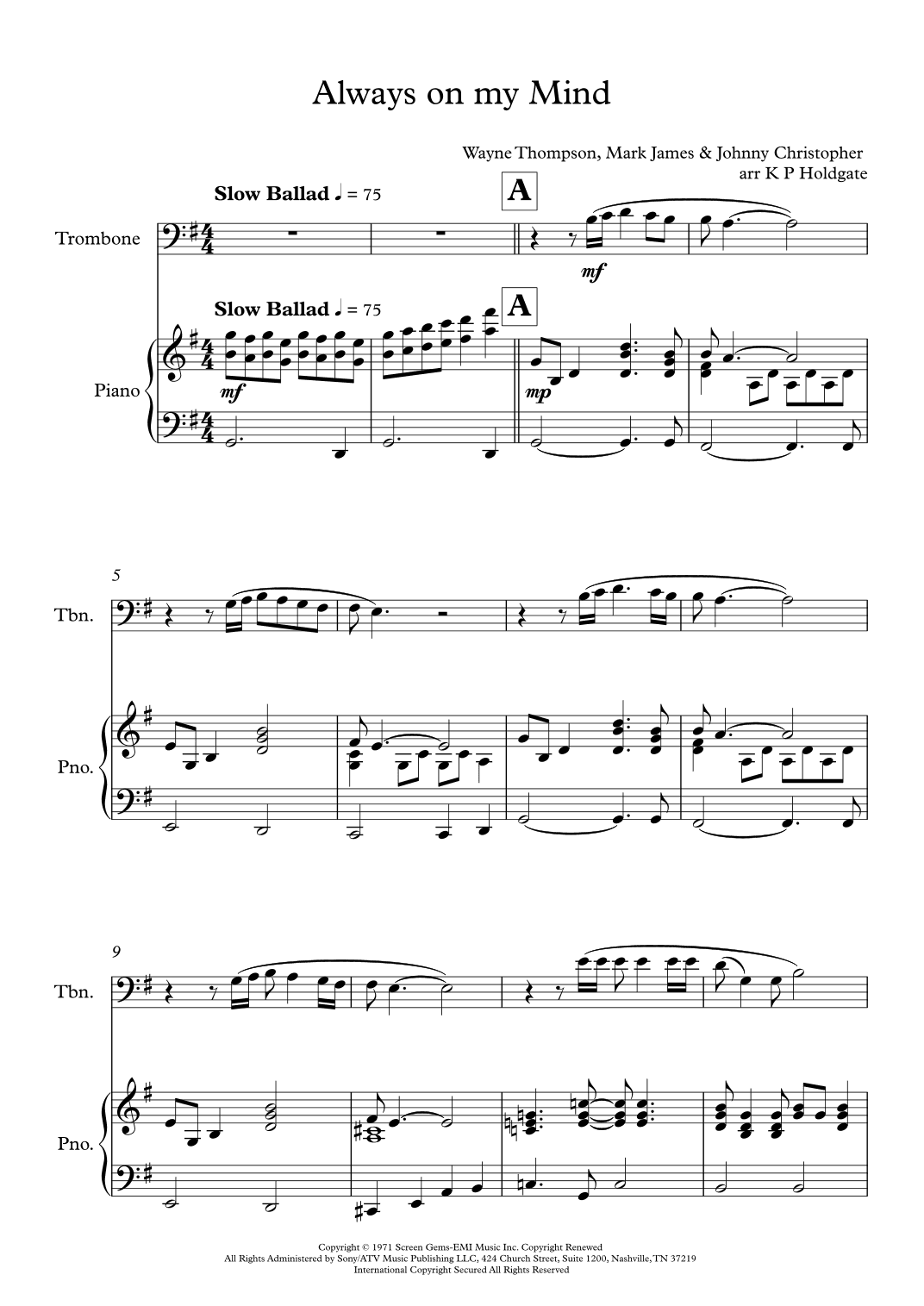 Always On My Mind (arr. Kevin P Holdgate)