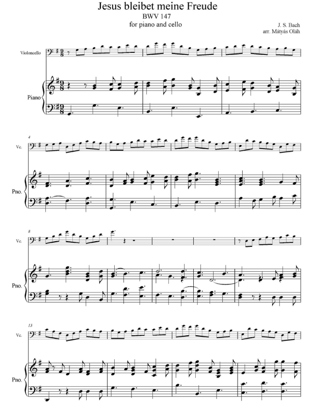 Jesus bleibet meine Freude - Jesus, joy of man's desiring BWV 147 (arr. Mátyás Oláh)