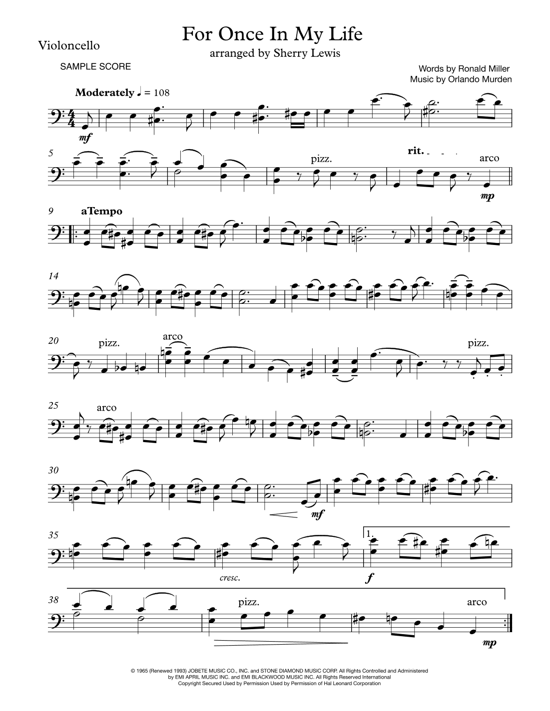 For Once In My Life (arr. Sherry Lewis)