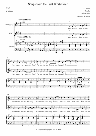 Songs from the First World War - Medley - SA - 2 part Choir (arr. M. Dover)