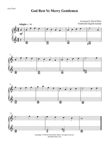 God Rest Ye Merry Gentlemen Easy Piano Christmas Solo for Beginners (arr. David Doty)