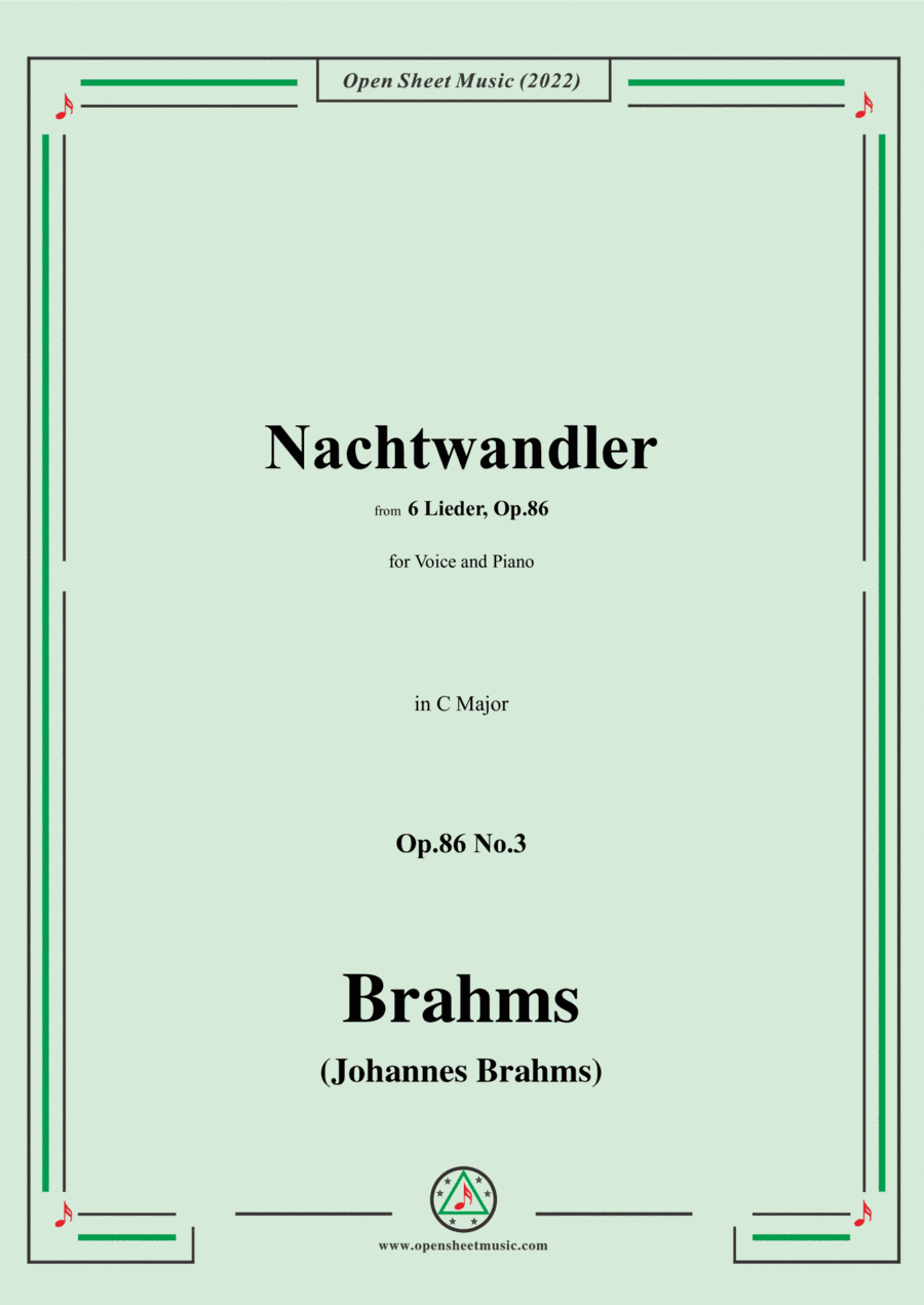 Brahms-Nachtwandler,Op.86 No.3 in C Major (arr. Open Cloud)