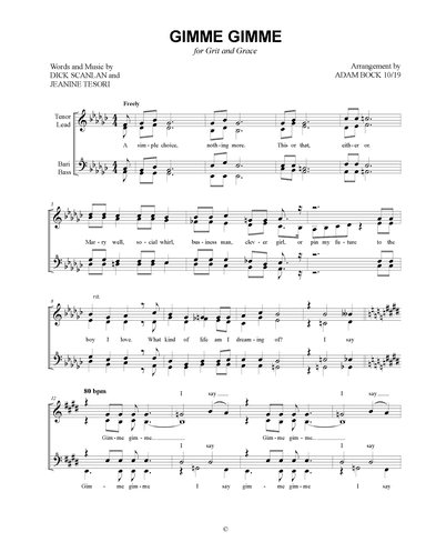 Gimme Gimme (arr. Adam Bock)