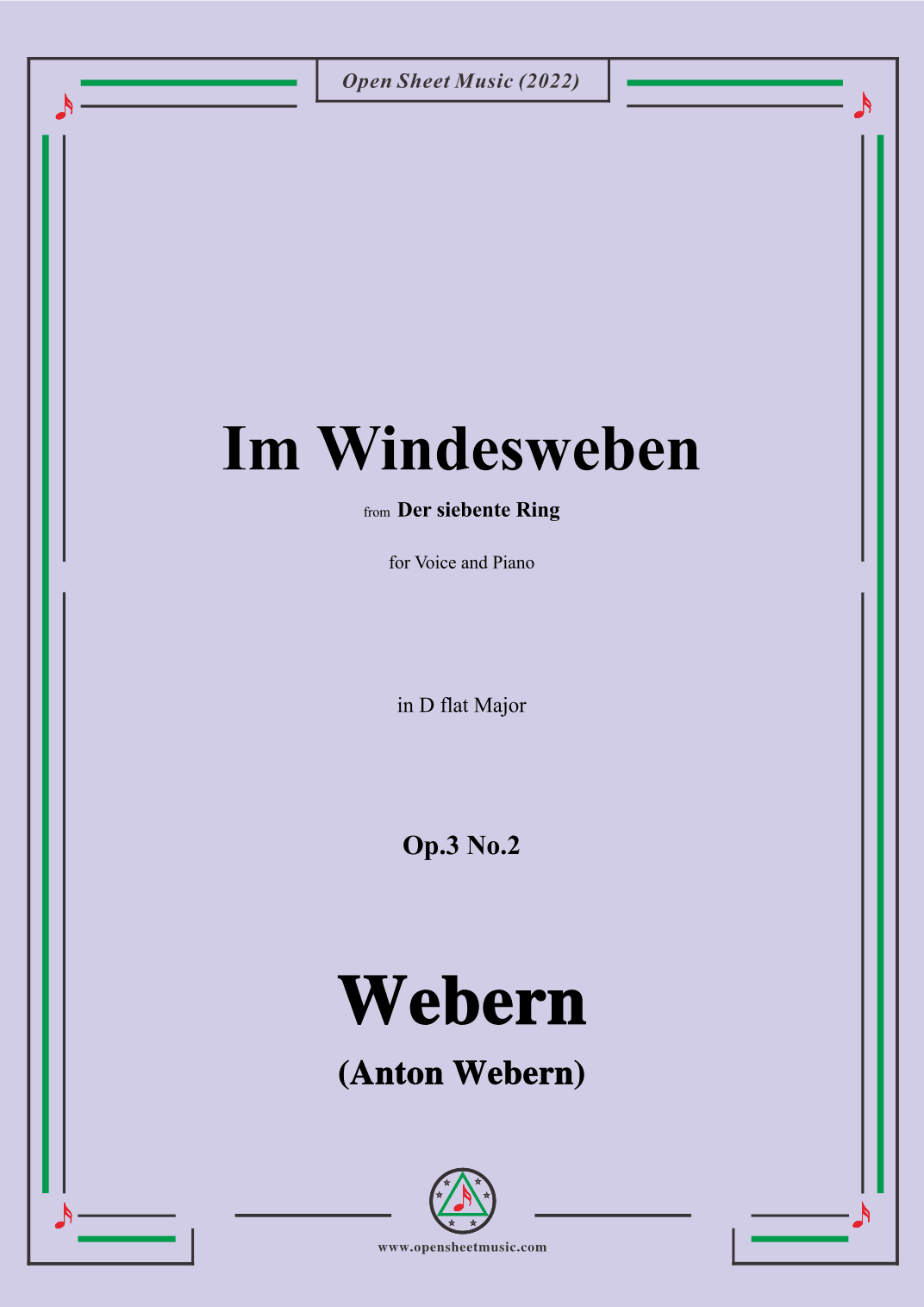 Webern-Im Windesweben,Op.3 No.2,in D flat Major (arr. OSM Press)