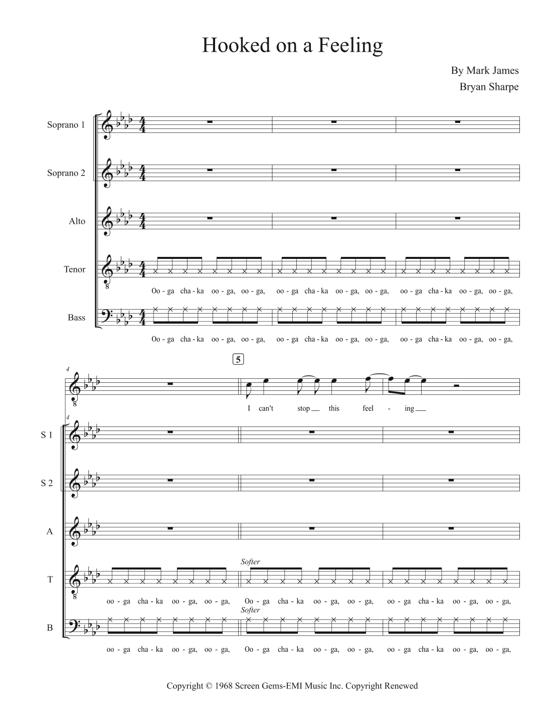 Hooked On A Feeling (arr. Bryan Sharpe)