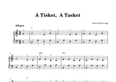 A Tisket, A Tasket - piano sheet music (arr. Piano eTutor app)