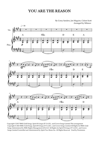 You Are The Reason (arr. Milanov)