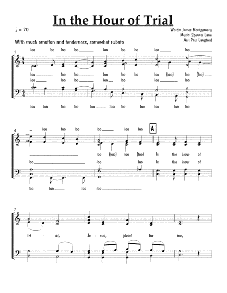 In the Hour Of Trial - SATB acappella (arr. Paul Langford)