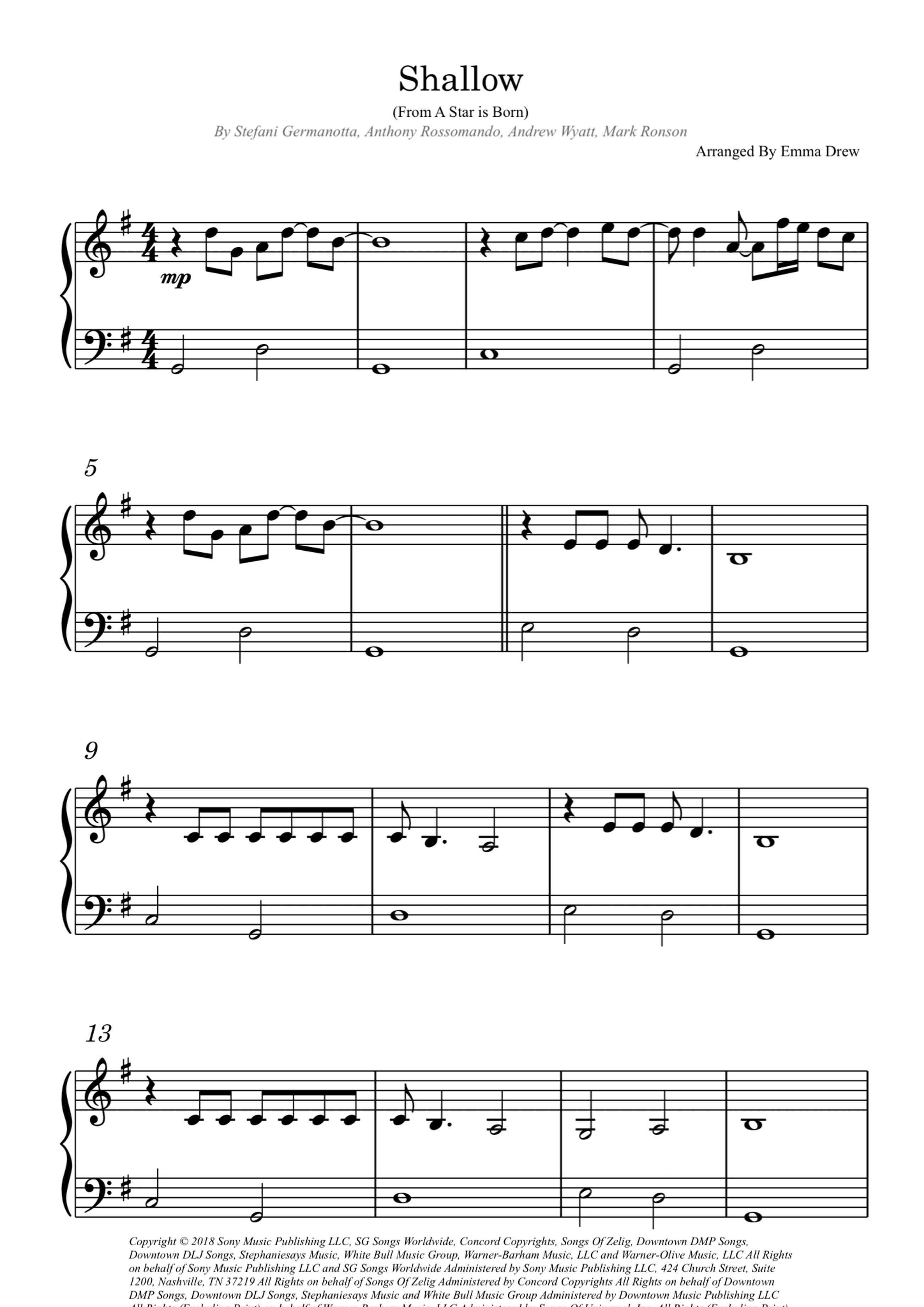 Shallow (arr. Emma Drew)