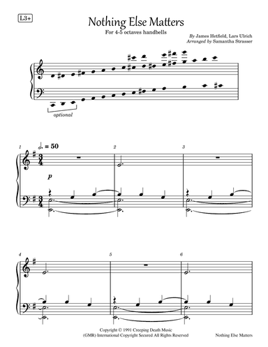 Nothing Else Matters - Score Only (arr. Samantha Strasser)