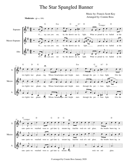 The Star Spangled Banner - SSA A Capella (arr. Connie Boss)