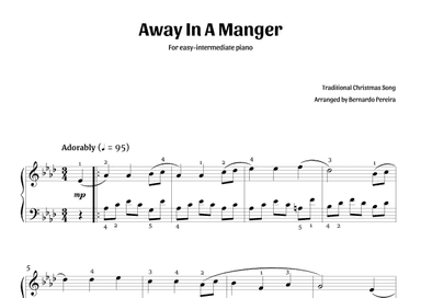 Away In A Manger (easy-intermediate piano – A? major) (arr. Bernardo Pereira)