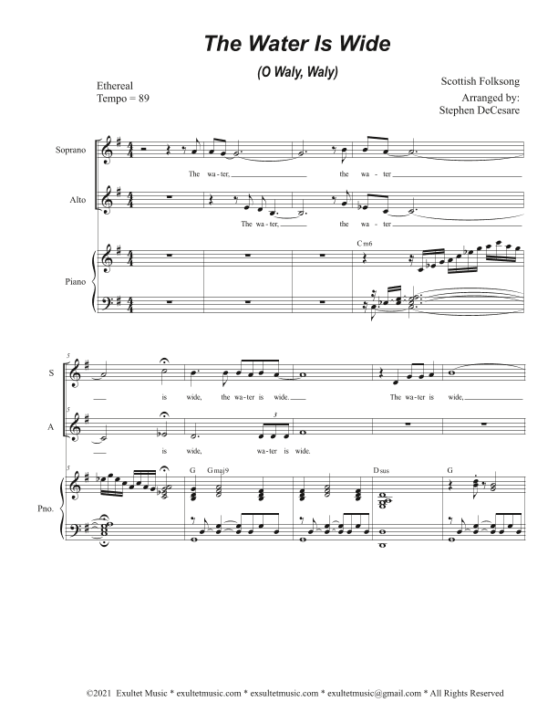 The Water Is Wide (O Waly, Waly) (Duet for Soprano and Alto solo) (arr. Stephen DeCesare)