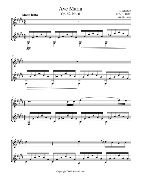 Ave Maria, E Major (Flute and Guitar) - Score and Parts (arr. Kevin Love)