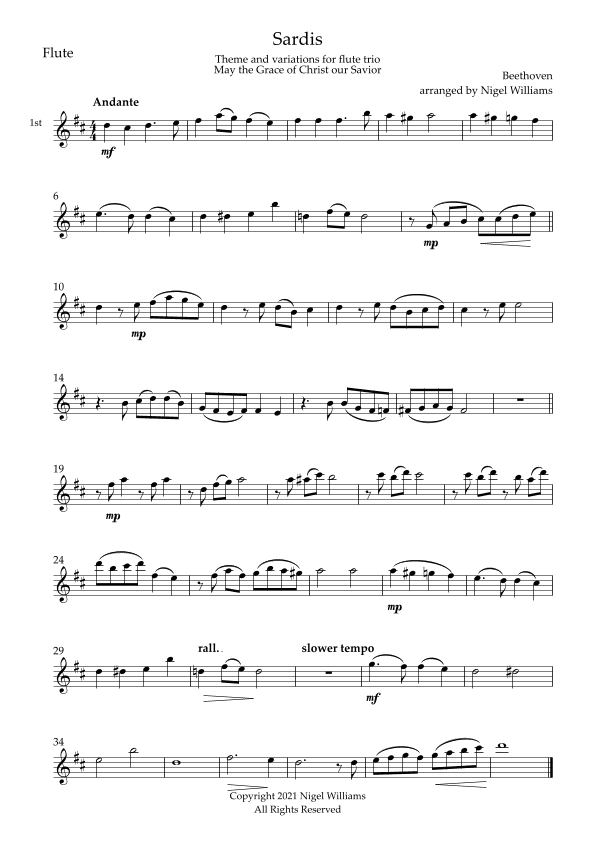 Sardis (May the Grace of Christ our Savior), for Flute Trio (arr. Nigel Williams)