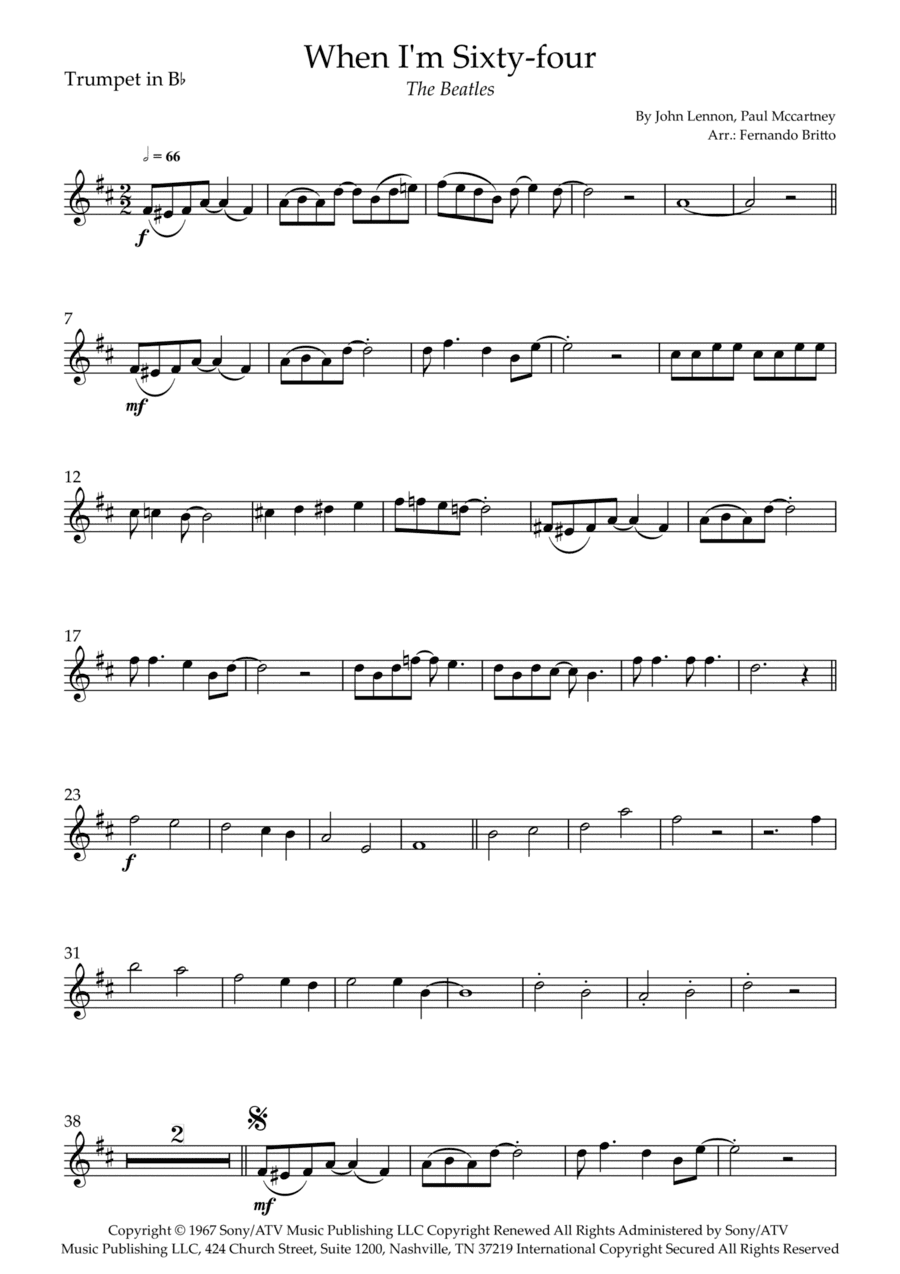 When I'm Sixty-four (arr. Fernando Britto)
