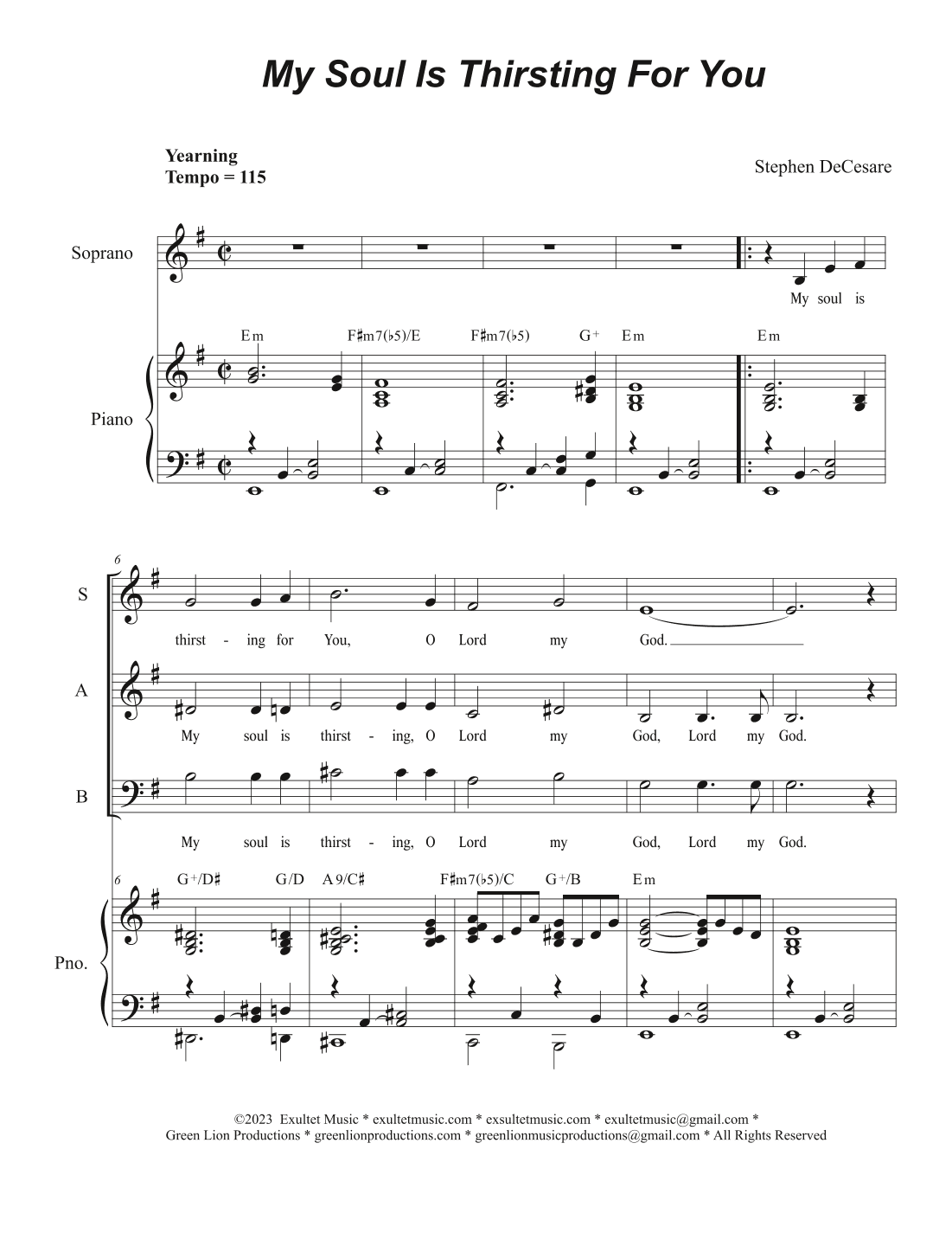 My Soul Is Thirsting For You (Vocal Trio - (SAB)