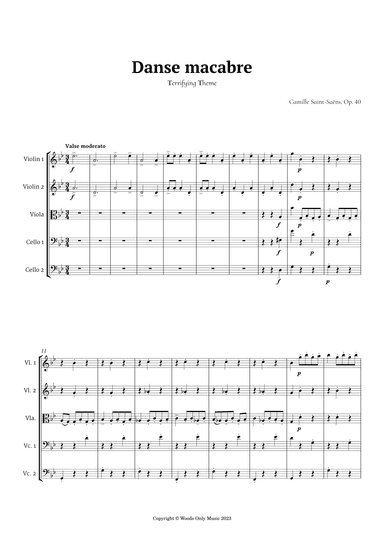 Danse Macabre by Camille Saint-Saens for String Quintet (arr. Ander)