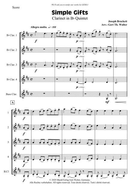 Simple Gifts (arr. Gert Th. Walter)