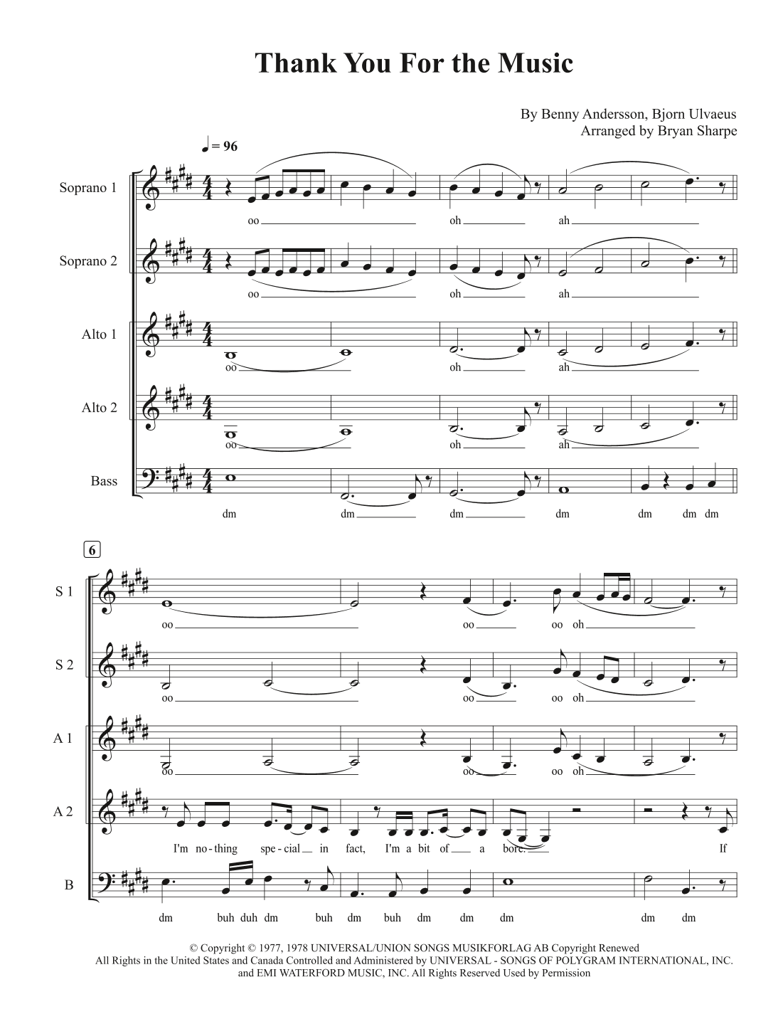 Thank You For The Music (arr. Bryan Sharpe)