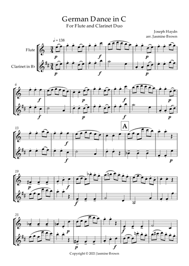 German Dance in C - Flute and Clarinet Duet (arr. Jasmine Brown)