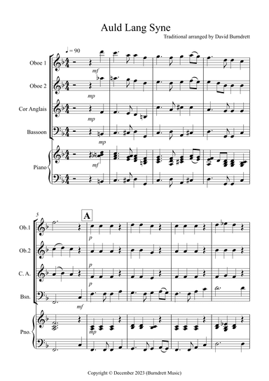 Auld Lang Syne for Double Reed Quartet (arr. David Burndrett)