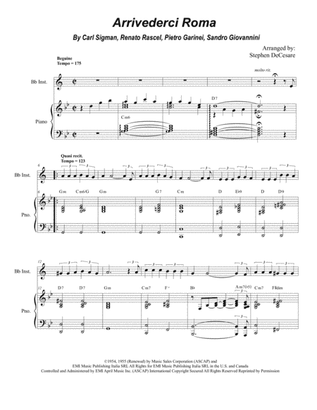 Arrivederci Roma (goodbye To Rome) (arr. Stephen DeCesare)