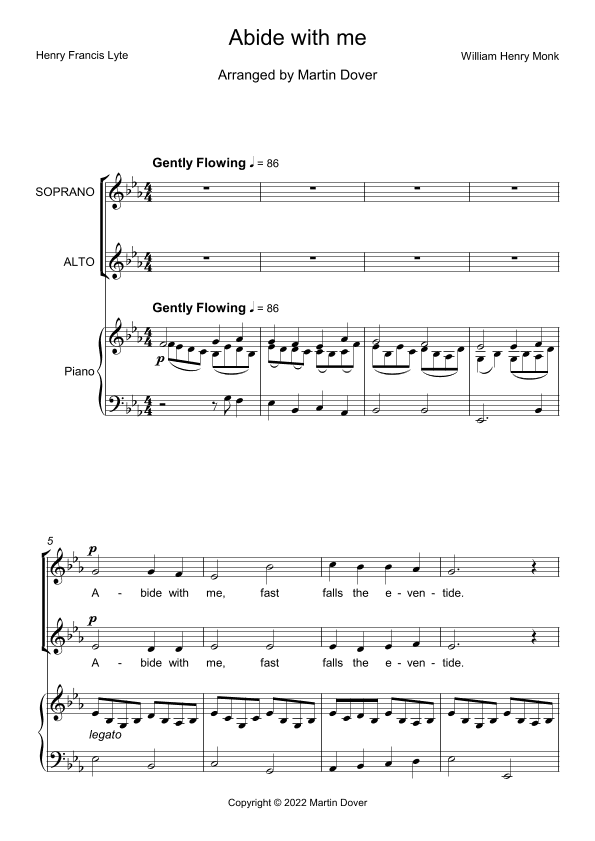 Abide with me - 2 part choir - SA - Upper Voices (arr. M & J Dover)