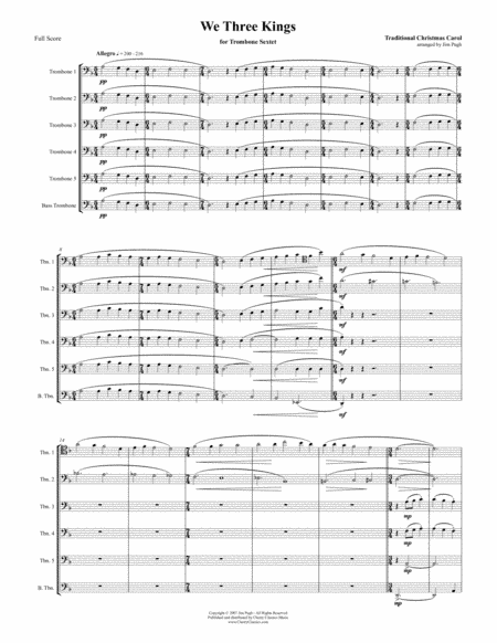 We Three Kings for Trombone Sextet (arr. Pugh, Jim)