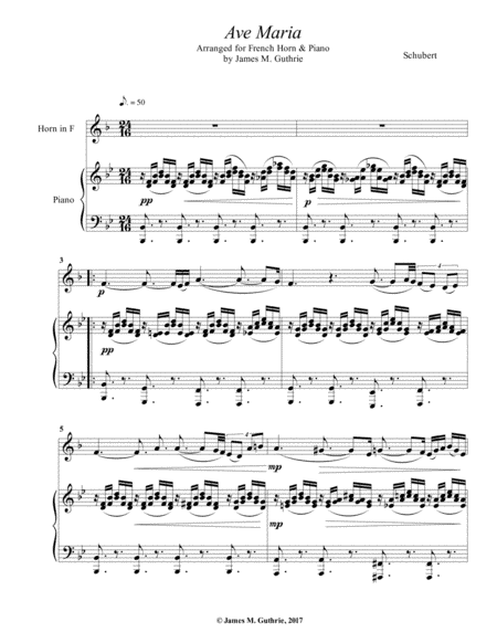 Schubert: Ave Maria for French Horn & Piano (arr. James M. Guthrie, ASCAP)