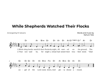 While Shepherds Watched Their Flocks (Key of D-Flat Major) (arr. R. Salvario)