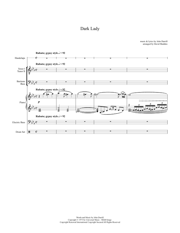 Dark Lady (arr. David Maddux)