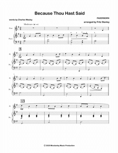 Because Thou Hast Said - Flute & Piano Accompaniment (arr. Fritz Stanley)