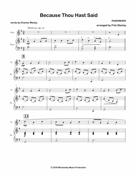 Because Thou Hast Said - Flute & Piano Accompaniment (arr. Fritz Stanley)