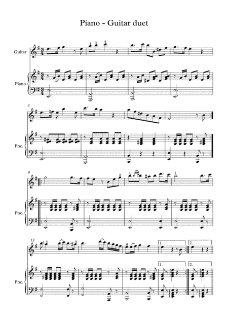 Classical guitar Piano duet (arr. PianoSheetNow)