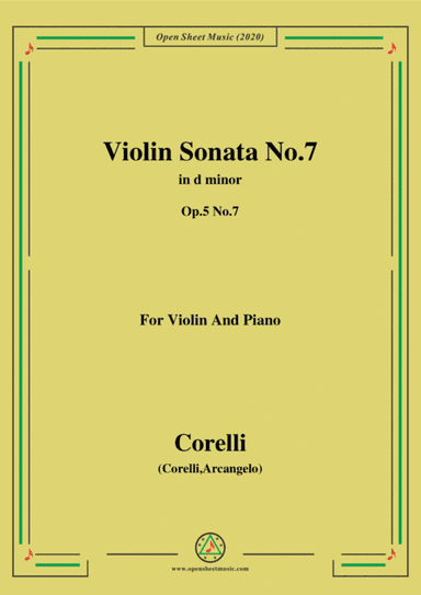Corelli-Violin Sonata No.7 in d minor,Op.5 No.7,for Vioin&Piano (arr. MSM)