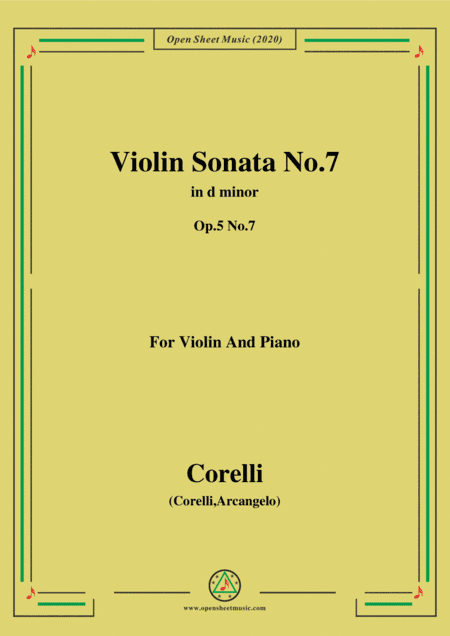 Corelli-Violin Sonata No.7 in d minor,Op.5 No.7,for Vioin&Piano (arr. MSM)