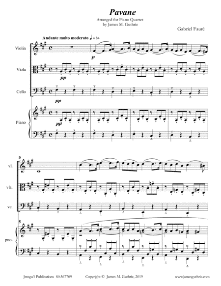 Fauré: Pavane Op. 50 for Piano Quartet (arr. James M. Guthrie)